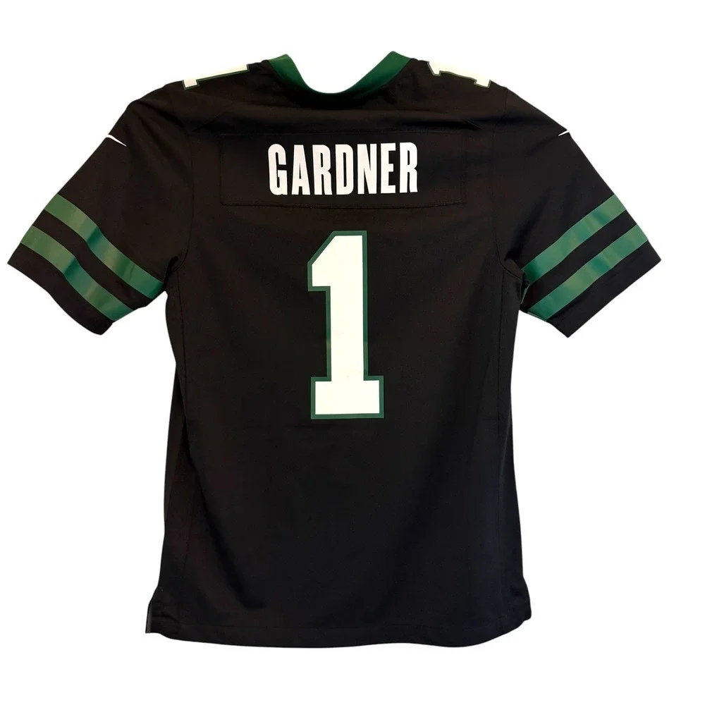 Nike Mens New York Jets Sauce Gardner 1 Jersey Black Green Small NFL Football